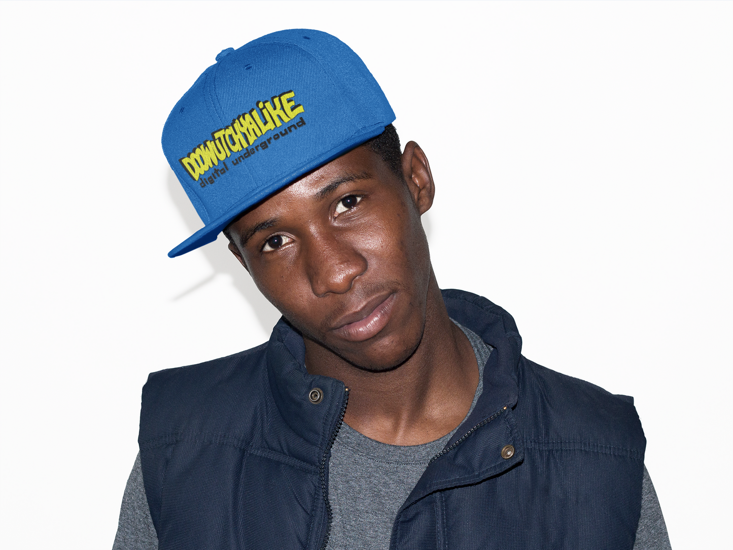 Royal/Yellow/Black Doowutchyalike Adjustable Snapback Wool Blend Hat